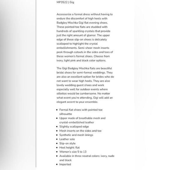 Badgley Mischka Gigi Crystal Pointed Ivory Flats - Picture 15 of 15